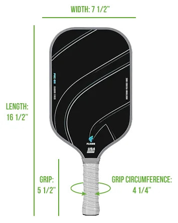 Fligon T700 Pickleball Paddle with labeled specs including width, length, grip size, and grip circumference