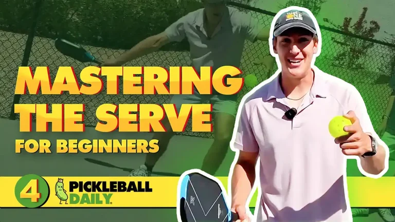 Player practicing pickleball serve technique with paddle and ball